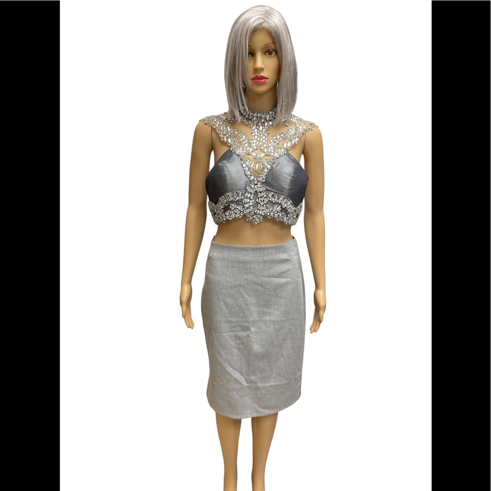 Rhinestone Embellished Satin Crop Top